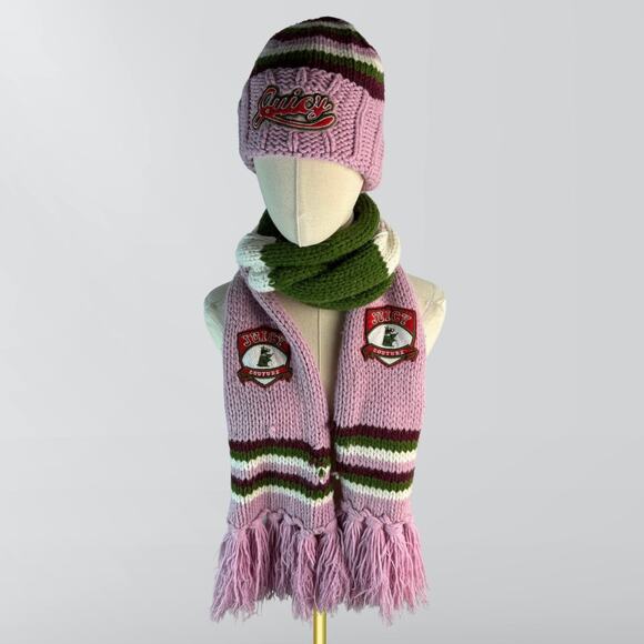 Vintage 2000s Juicy Couture Multi Color Striped Wool Hat & Scarf Set main image 8